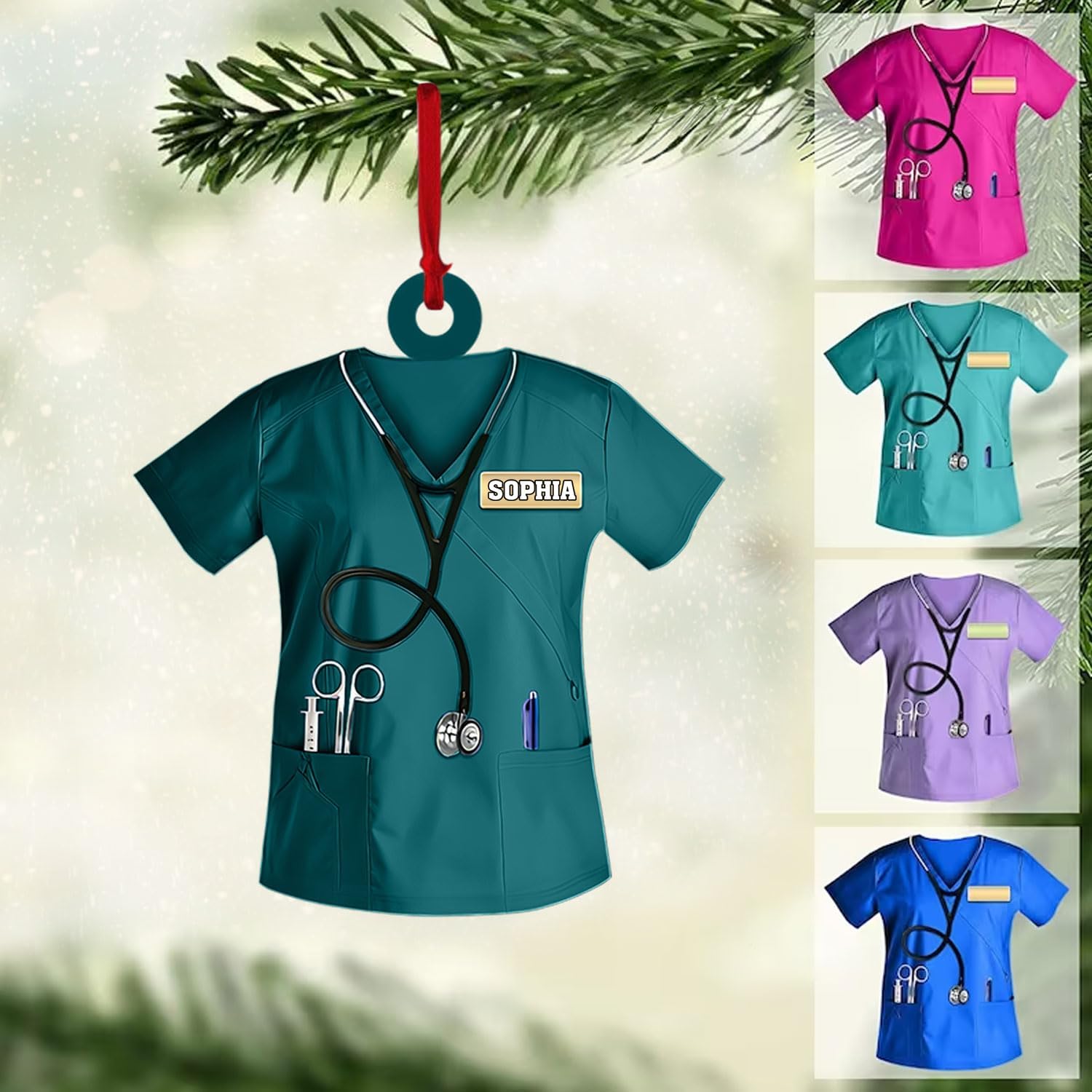 Nurse Christmas Ornament with Stethoscope